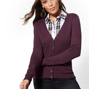 NY & Co JEWELED V-NECK CHELSEA CARDIGAN NWT sz XXL in Burgundy
